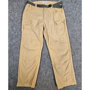 LL Bean‎ Nylon Beige Khaki Belted Pants Mens Size Medium Performance Hiking